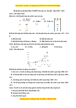 Đề thi học kì 1 Địa lý 12 năm 2023 trường THPT Chu Văn An-Hà Nội
