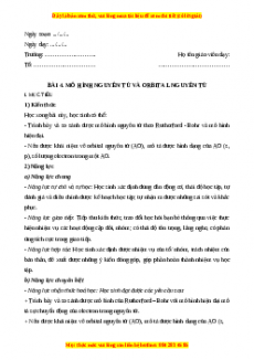 Giáo án Bài 4: Mô hình nguyên tử và orbital nguyên tử Hóa học 10 Cánh diều