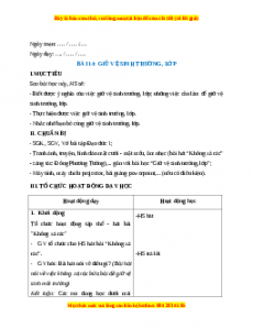Giáo án Bài 14 Đạo đức 1 Kết nối tri thức: Giữ vệ sinh trường, lớp