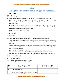 Giáo án HĐTN lớp 1 Tuần 2