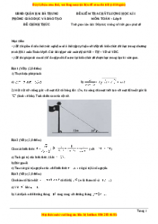 Đề thi học kì Toán 9 năm 2023 Quận Hai Bà Trưng