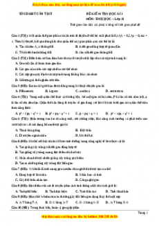 Đề thi học kì 1 Sinh học 12 năm 2023 Sở GD_ĐT Cần Thơ