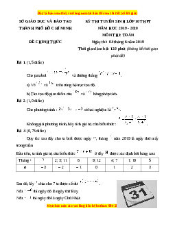 Đề chính thức Toán vào 10 TP Hồ Chí Minh năm 2019 - 2020
