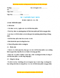 Giáo án Công nghệ 6 Bài 7 (Cánh diều): Chế biến thực phẩm
