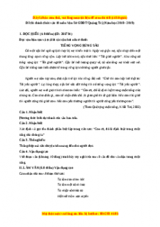 Đề thi tuyển sinh chính thức vào 10 môn Ngữ Văn năm 2018 - 2019 có đáp án - Sở GDĐT Quảng Trị
