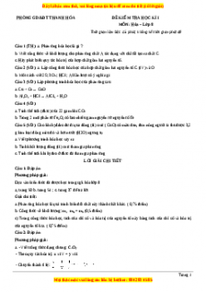 Đề thi học kì 1 Hóa lớp 8 năm 2023 SỞ GD và ĐT Thanh Hóa