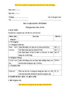 Giáo án Sinh học 10 Bài 4 (Chân trời sáng tạo): Khái quát về tế bào