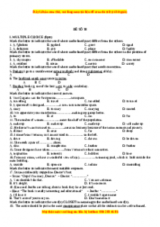 Đề thi trắc nghiệm Tiếng anh 10 năm 2022 - 2023 (Đề 38)
