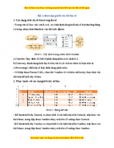 Lý thuyết Bài 4: Định dạng hiển thị dữ liệu số