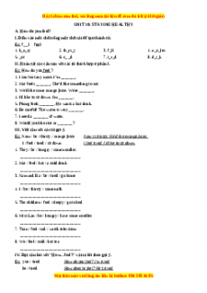 Bài tập Unit 10: STAYING HEALTHY - Giáo viên Mai Lan Hương đầy đủ đáp án