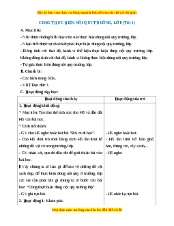 Giáo án Đạo đức 1 Chân trời sáng tạo Cùng thực hiện nội quy trường, lớp