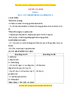 Giáo án Các thế hệ trong gia đình Tự nhiên xã hội 2 Kết nối tri thức