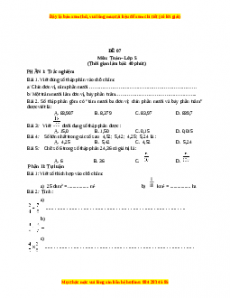 Bộ đề thi Toán 5 học kì 1 năm 2022 - 2023 - Đề 7
