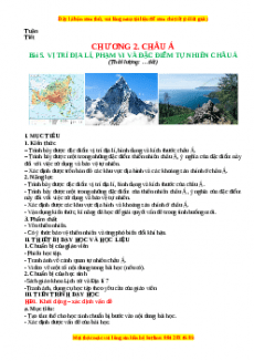 Giáo án Bài 5 Địa lí 7 Cánh diều (2024): Vị trí địa lí, phạm vi và đặc điểm tự nhiên Châu Á
