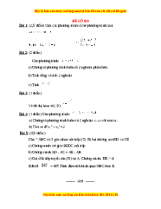 Đề thi Toán 9 học kì 2 năm 2022 - 2023 - Đề 20