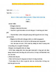 Giáo án TNXH 1 Kết nối tri thức Tuần 13