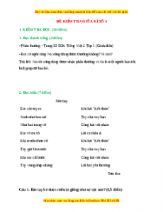 Đề thi giữa kì 1 Tiếng Việt lớp 2 Cánh diều (Đề 4)