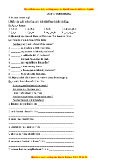 Bài tập Unit 7: YOUR HOUSE - Giáo viên Mai Lan Hương đầy đủ đáp án