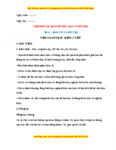 Giáo án Hàm số và đồ thị Toán 10 Chân trời sáng tạo