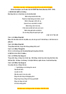 Đề thi tuyển sinh chính thức vào 10 môn Ngữ Văn năm 2018 - 2019 có đáp án - Sở GDĐT Bắc Ninh