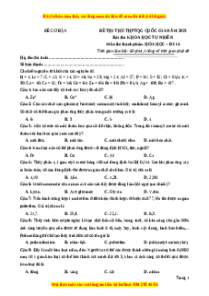 Đề thi THPT Quốc Gia Hóa năm 2023 Beeclass - Đề 25
