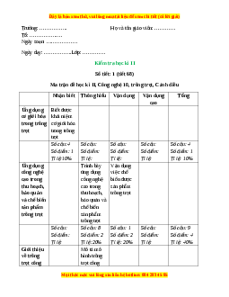 Giáo án Kiểm tra học kì 2 Công nghệ 10 Cánh diều