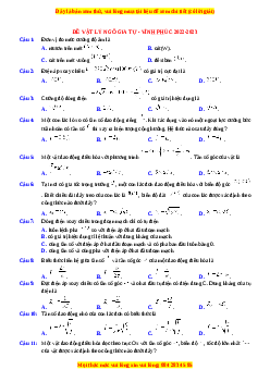 Đề thi thử Vật lí trường Ngô Gia Tự - Vĩnh Phúc năm 2023