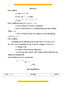 Đề thi Toán 9 học kì 1 năm 2022 - 2023 - Đề 34
