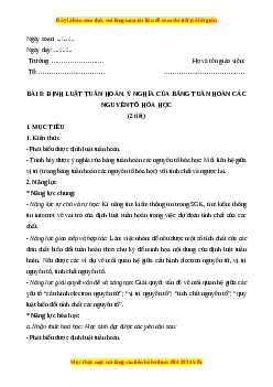 Giáo án Bài 8: Định luật tuần hoàn. Ý nghĩa của bảng tuần hoàn các nguyên tố hóa học Hóa học 10 Kết nối tri thức