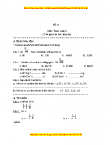 Bộ đề thi Toán 5 học kì 1 năm 2022 - 2023 - Đề 12
