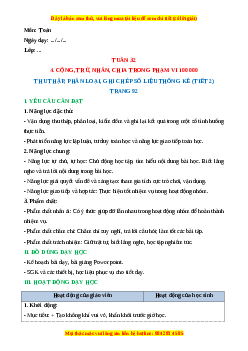 Giáo án Toán 3 Cánh diều Toán 3 Tuần 32: Thu nhập, phân loại, ghi chép số liệu thống kê