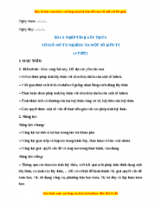 Giáo án Phép tính lũy thừa với số mũ tự nhiên của một số hữu tỉ Toán 7 Cánh diều