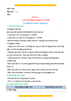 Giáo án Toán 3 Cánh diều Tuần 21: Luyện tập 10 000