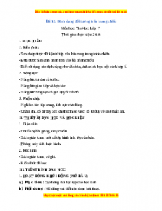 Giáo án Tin học 7 Kết nối tri thức Chủ đề 4 Bài 12 Định dạng đối tượng trên trang chiếu