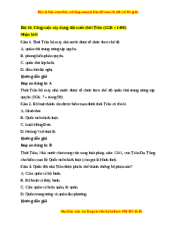 Trắc nghiệm Bài 16: Công cuộc xây dựng đất nước thời Trần (1226-1400)