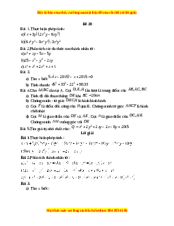Đề thi giữa kì 1 Toán 8 năm 2023 - Đề 38