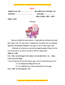 Đề thi Tiếng Việt lớp 1 Học kì 1 Kết nối tri thức (Đề 7)