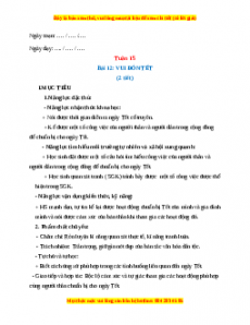 Giáo án TNXH 1 Kết nối tri thức Tuần 15