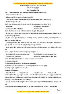 Đề thi thử THPT Quốc Gia môn Sinh học có đáp án ( đề 6 ) - thầy Nguyễn Đức Hải