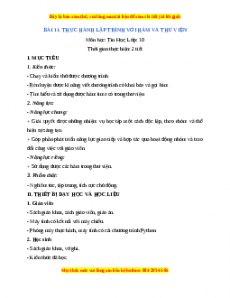 Giáo án Tin học 10 Bài 11 (Cánh diều): Thực hành lập trình với hàm và thư viện