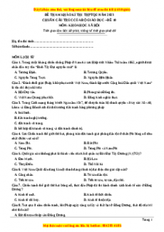 Đề luyện thi TN THPT Quốc Gia môn KHXH có đáp án ( đề 10 )