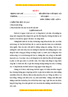 Đề thi cuối kì 2 Tiếng Việt lớp 4 (Đề 5)