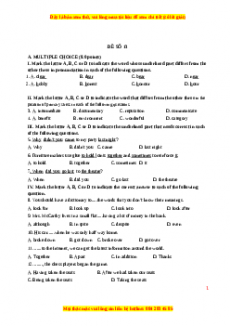 Đề thi trắc nghiệm Tiếng anh 10 năm 2022 - 2023 (Đề 13)