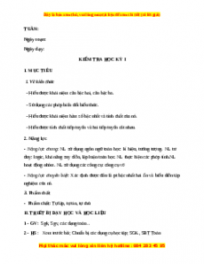 Giáo án Bài Kiểm tra học kì 1 Toán 9 Học kì 1