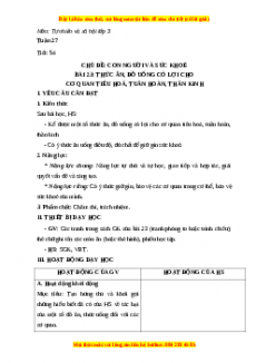 Giáo án Bài 23: Thức ăn, đồ uống có lợi cho cơ quan tiêu hóa, hệ tuần hoàn, thần kinh Tự nhiên và xã hội lớp 3 Chân trời sáng tạo