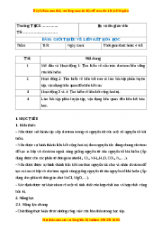 Giáo án Hóa học 7 Kết nối tri thức Bài 6: Giới thiệu về liên kết hóa học