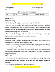 Giáo án Bài 3: Nguyên tố hóa học Hóa học 10 Chân trời sáng tạo
