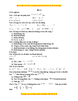 Đề thi giữa kì 1 Toán 8 năm 2023 - Đề 24