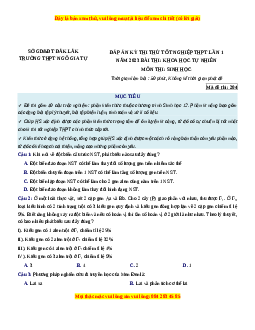 Đề thi thử Sinh học trường Ngô Gia Tự - Đăk Lăk năm 2023