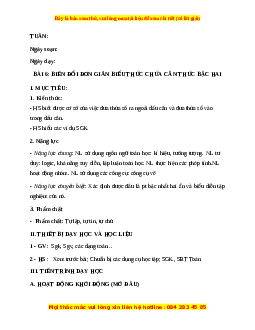 Giáo án Biến đổi đơn giản biểu thức chứa căn thức bậc hai Toán 9 Học kì 1